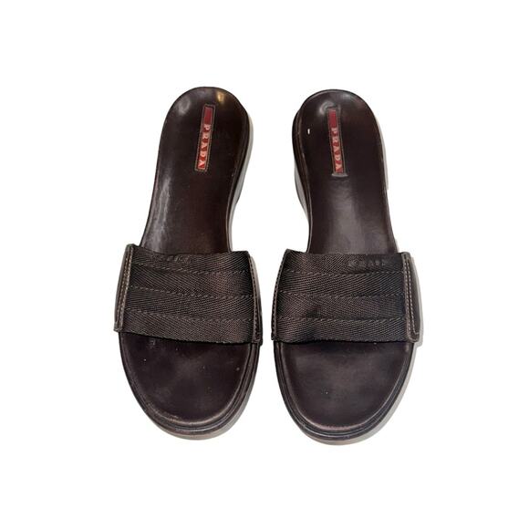 Prada Y2K Brown Platform Sandal 38.5 - Picture 2 of 8